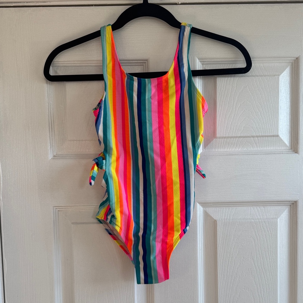 Girls Rainbow Stripe One-Piece Swimsuit